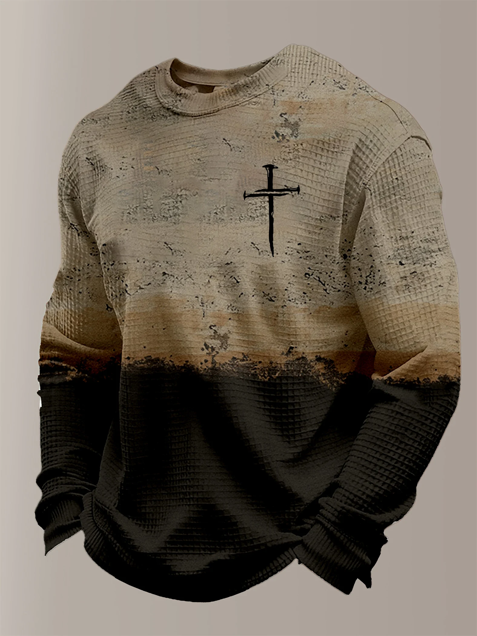 Men's Faith Print Waffle Fabric Long-Sleeve T-Shirt