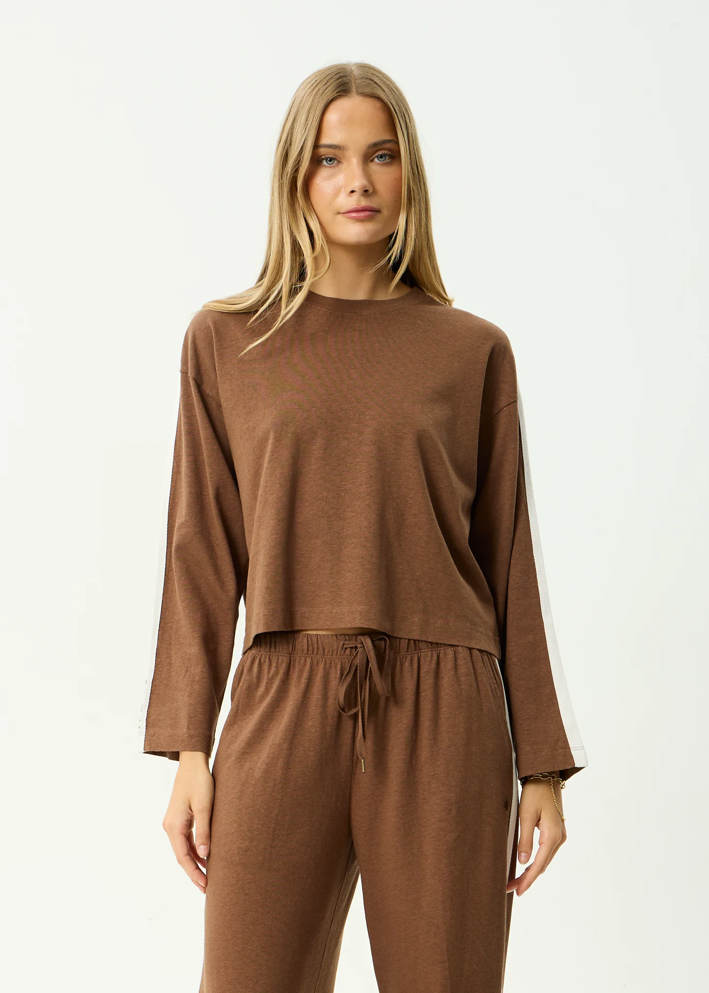 AFENDS Womens Marla -  Long Sleeve Tee - Cinnamon