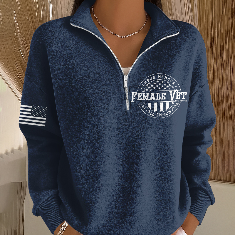 Women's Proud Veteran Casual Zip-Up Sweatshirt