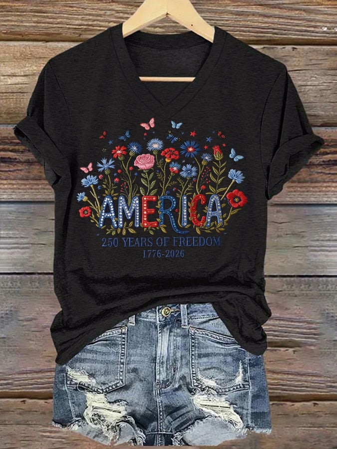 Women's casual retro American 250th  T-shirt
