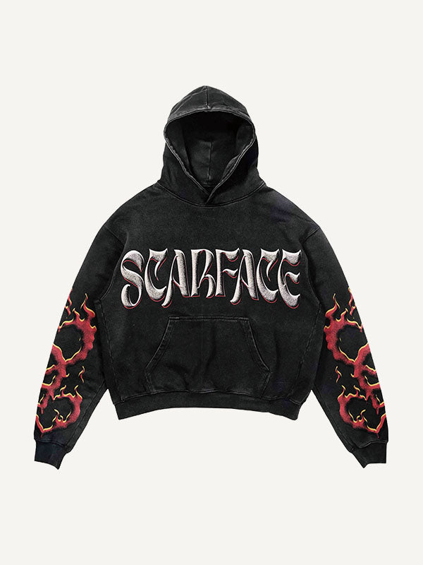 Figure&Wing&Heart&Sword&Letter Print Slant Pockets Hoodie