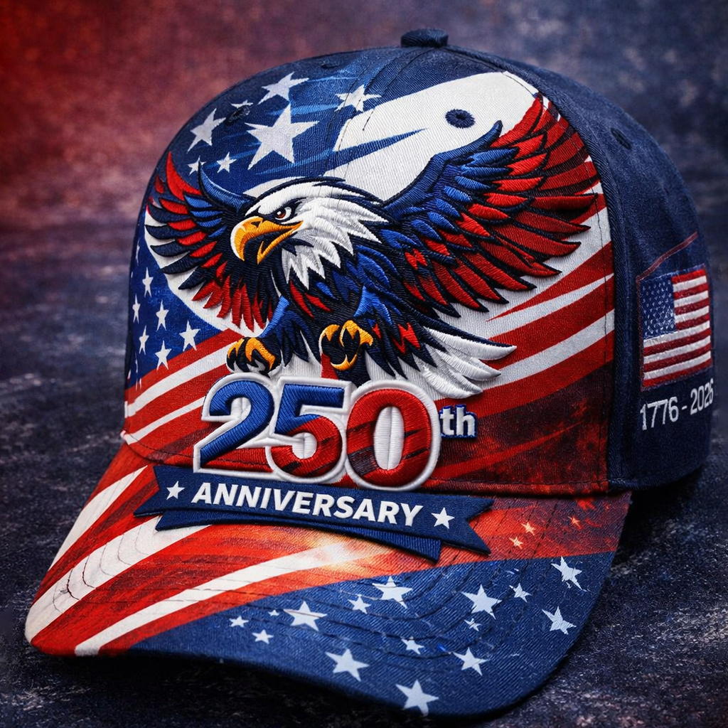 USA 250th Anniversary Embroidered Eagle Patriotic Baseball Cap (1776–2026)