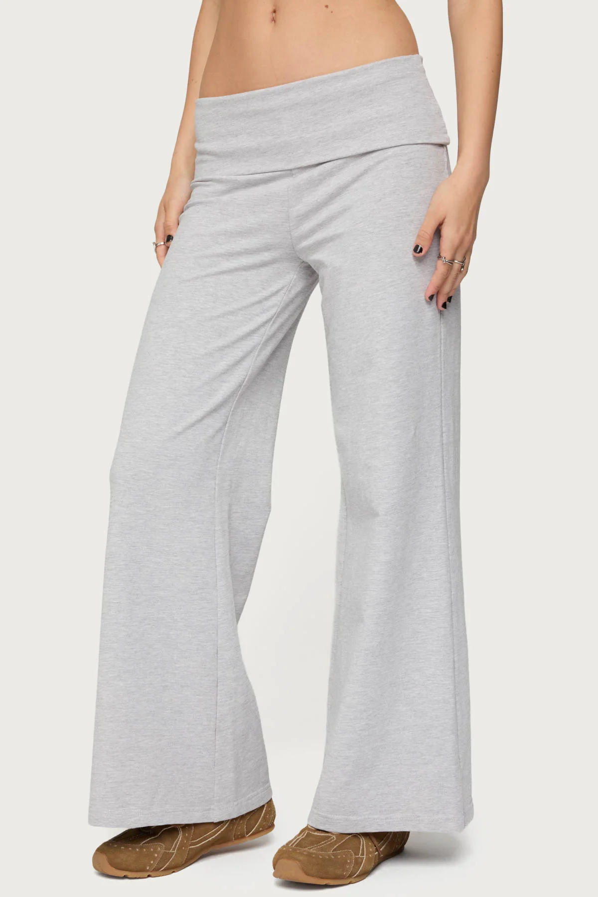 Petite Wide Leg Fold Over Pants
