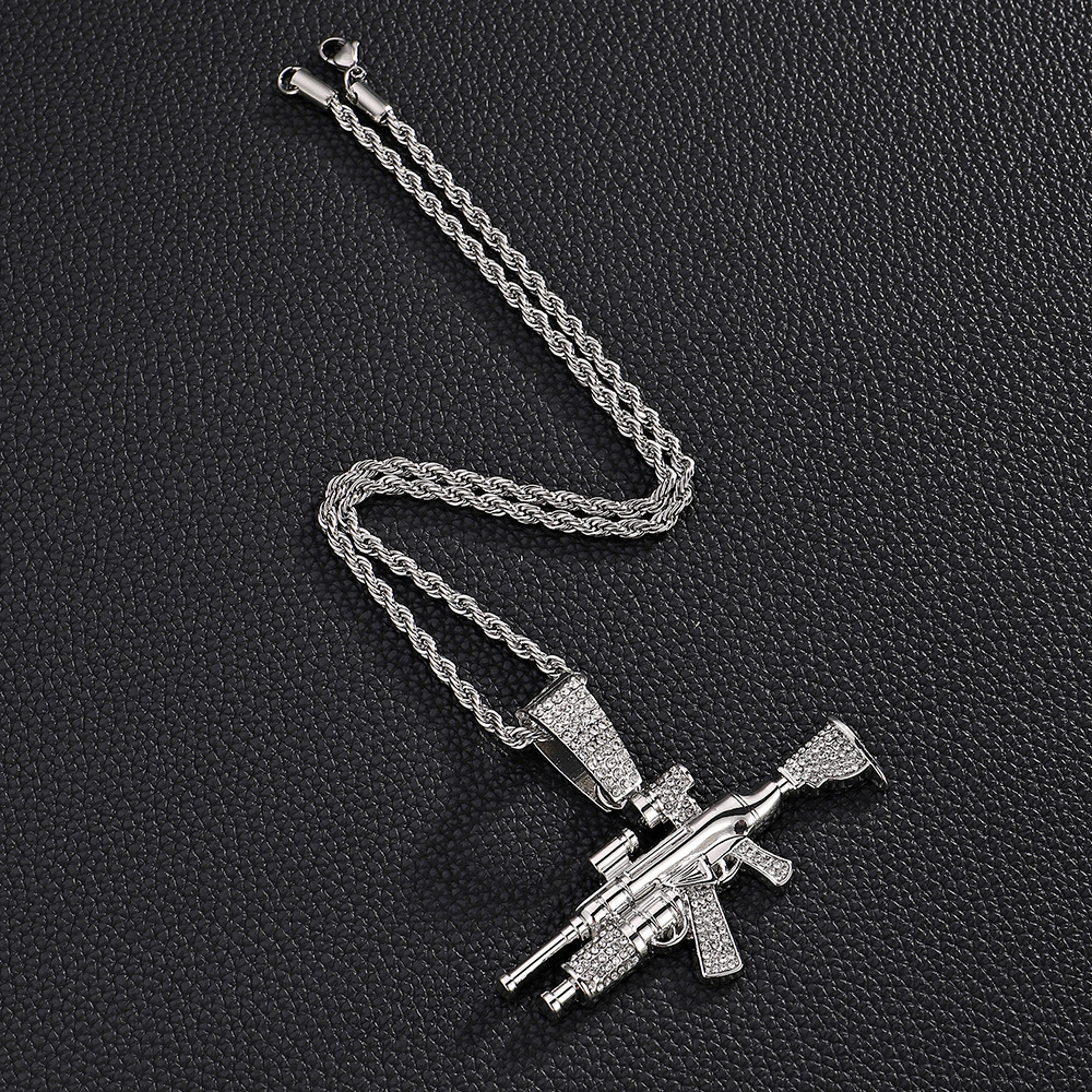 Gun style simulation AK weapon men's necklace