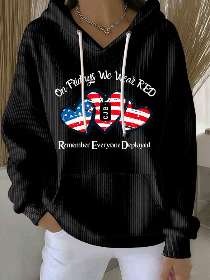 Women's On Fridays We Wear RED  Print Casual Sweatshirt