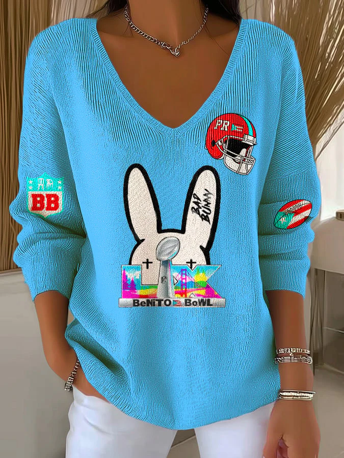 Puerto Rico colorful casual Women's Printed Long Sleeve Top