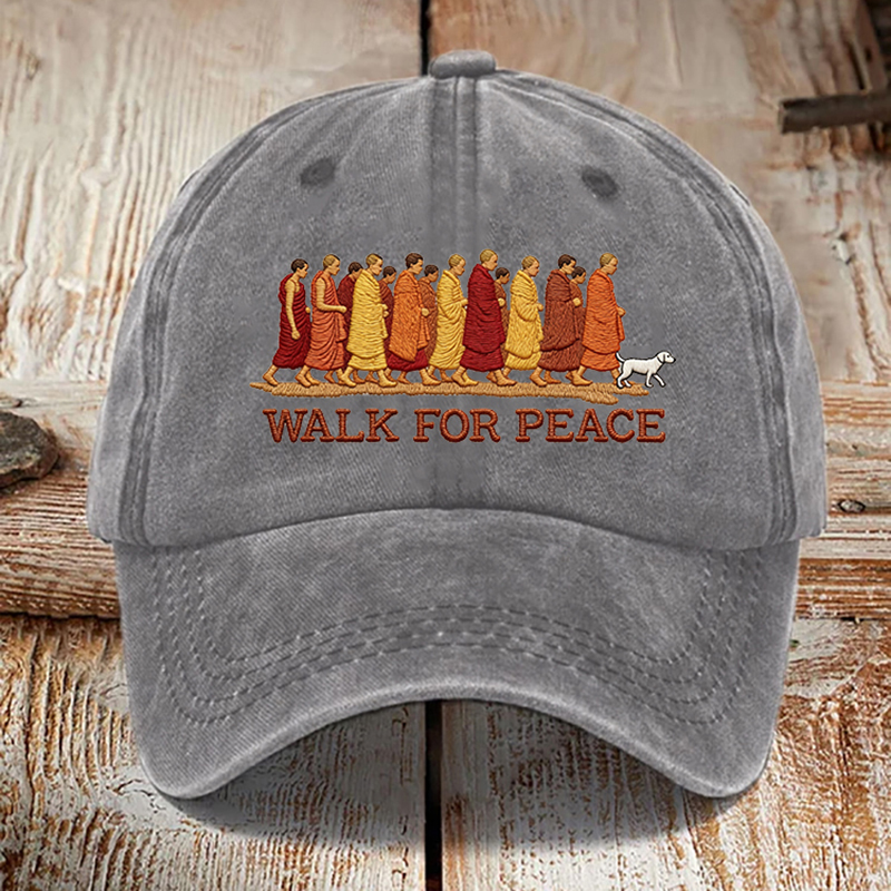 Unisex Vintage Walk For Peace Monks With Aloka Dog Pattern Baseball Cap