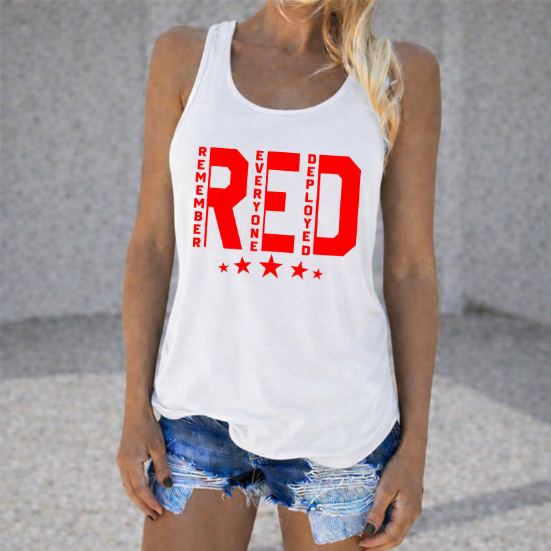 Women's Red Friday Print Casual Vest