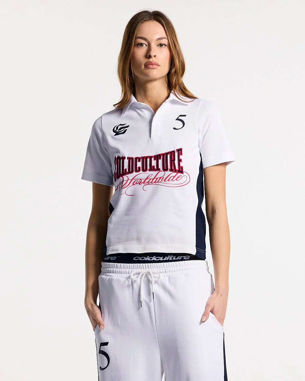 NIA SET POLO WHITE & BLACK