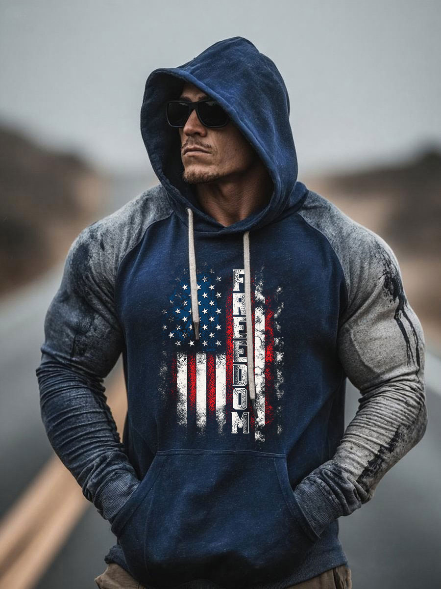 Men's Freedom Printed Casual Hoodie