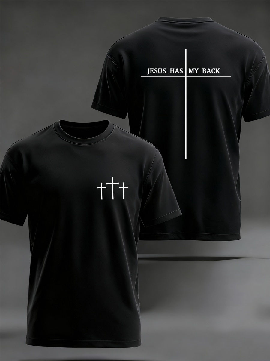 Men's Jesus Has My Back Cross Faith Tee