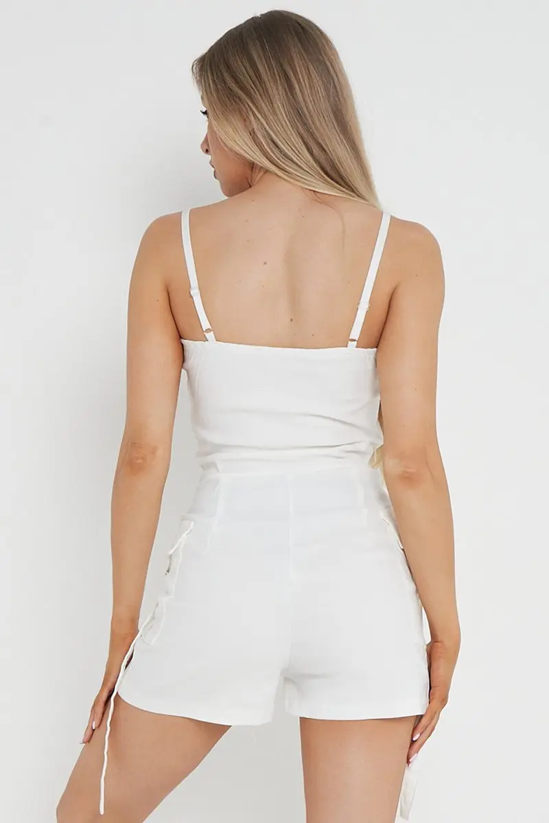 Casual Thin Strap Flap Pocket Slim-Fitting Playsuit