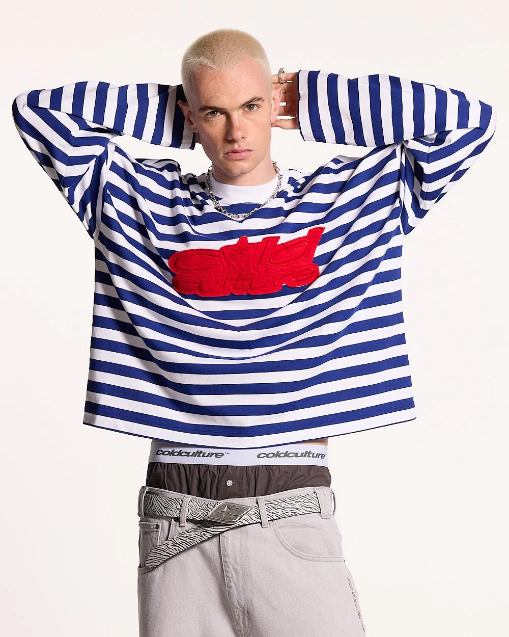 PARDON ME LONGSLEEVE WHITE & NAVY