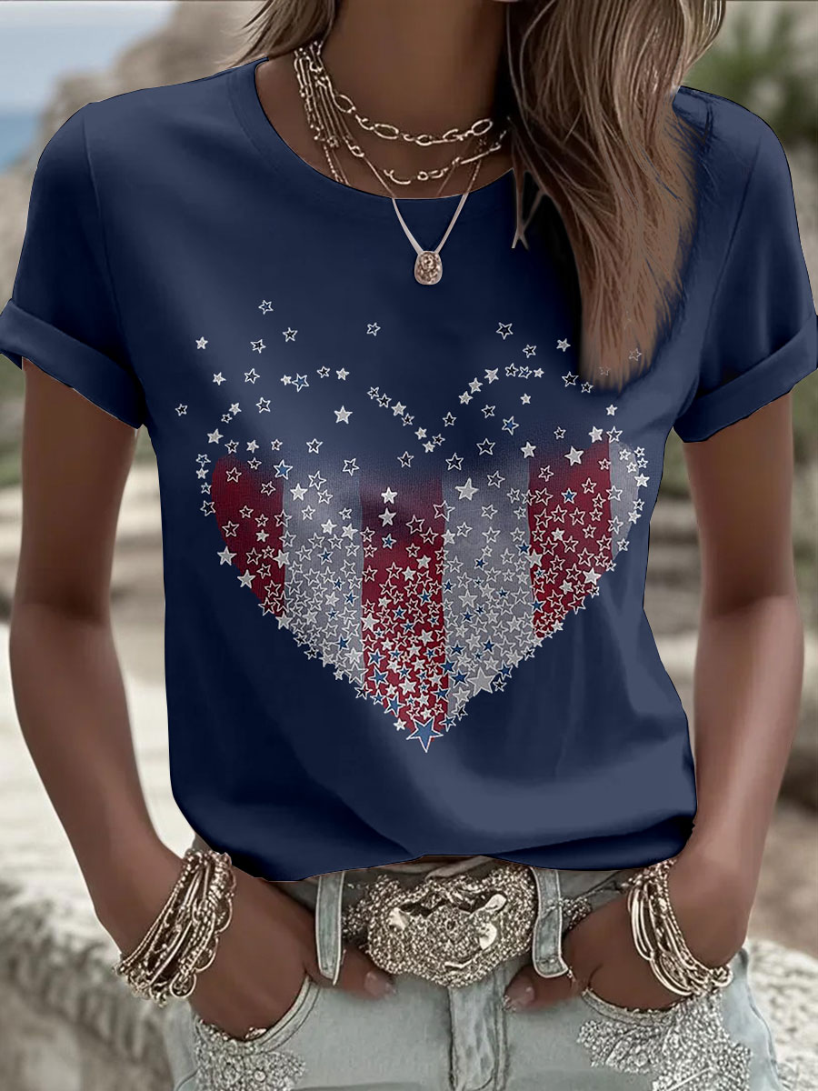 Women's America Heart Flag T-Shirts