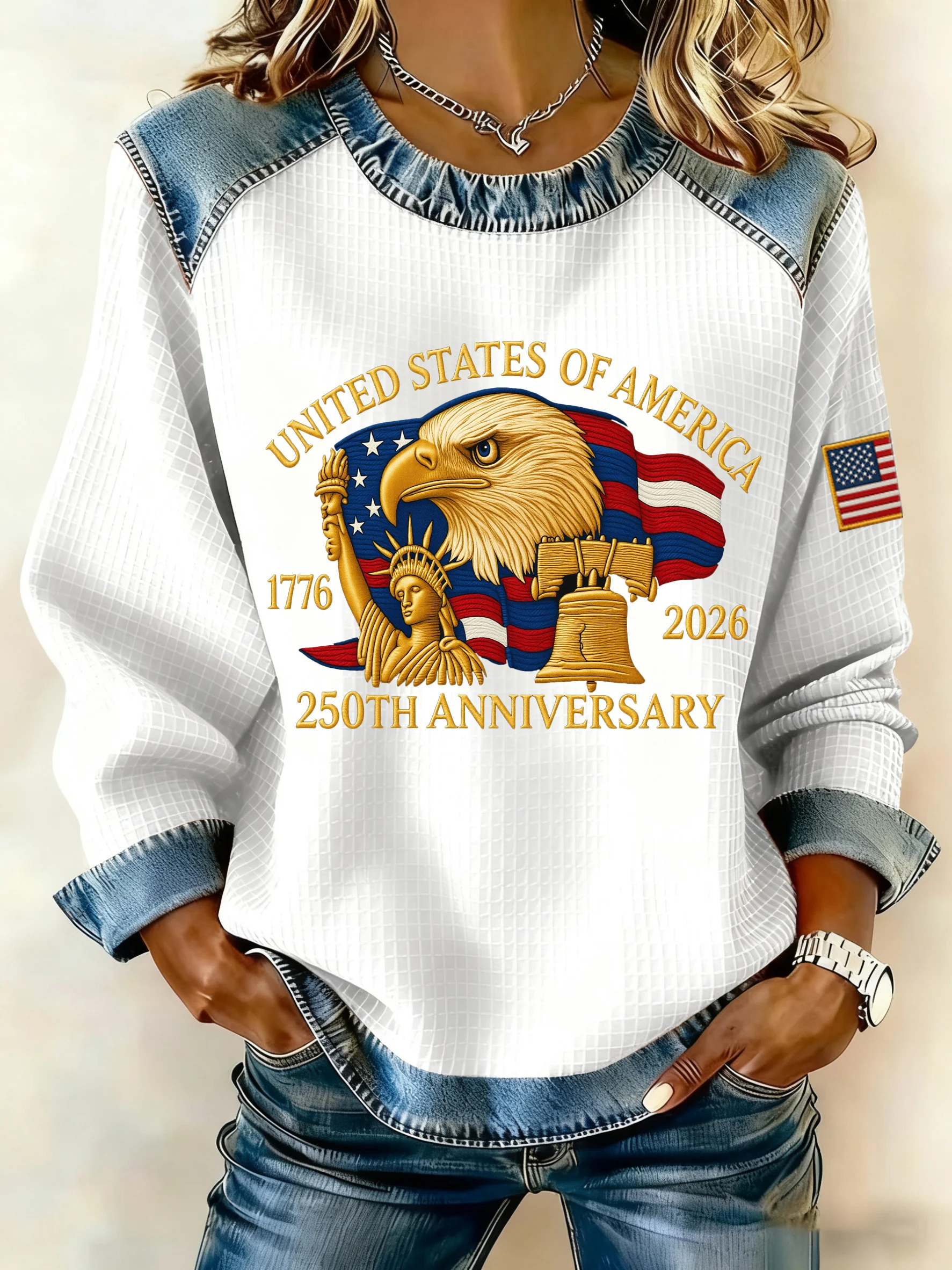 Women'S Casual Hoodie With American 250th Anniversary Print.
