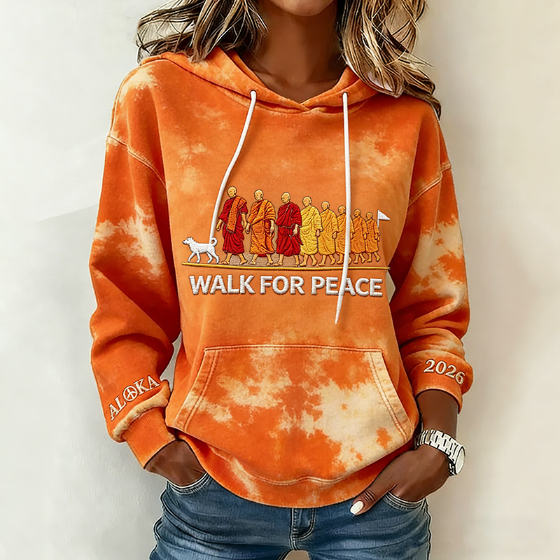 Monks' Peace Walk Tie Dye Print Hoodie