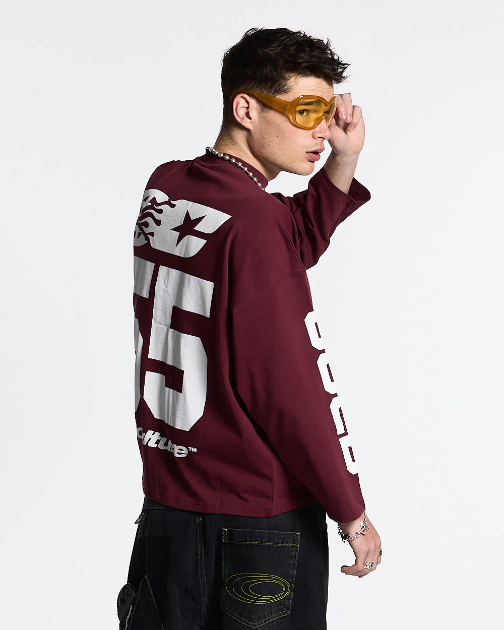 55 FLAMES LONGSLEEVE BURGUNDY