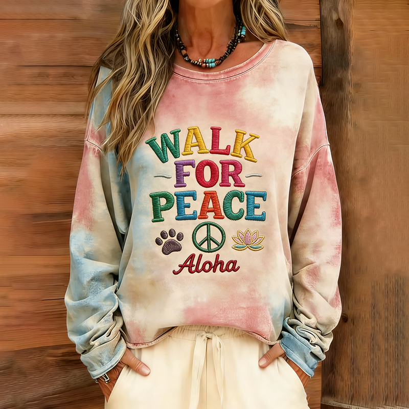 Women's Walk For Peace Art Print Crew Neck Sweatshirt