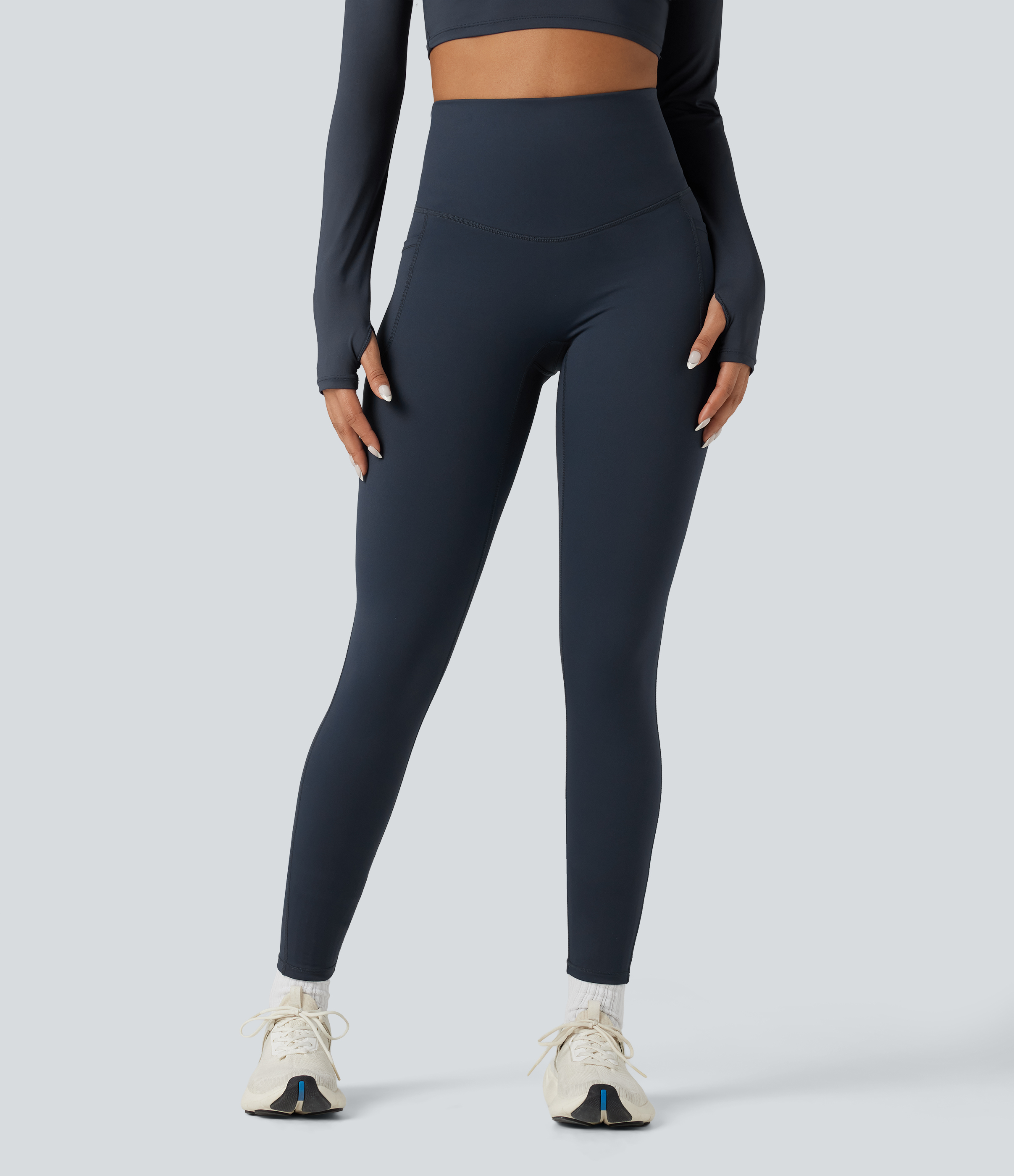 Halara UltraSculpt™ Heat High Waisted Tummy Control Crossover Back Running Leggings with Pockets