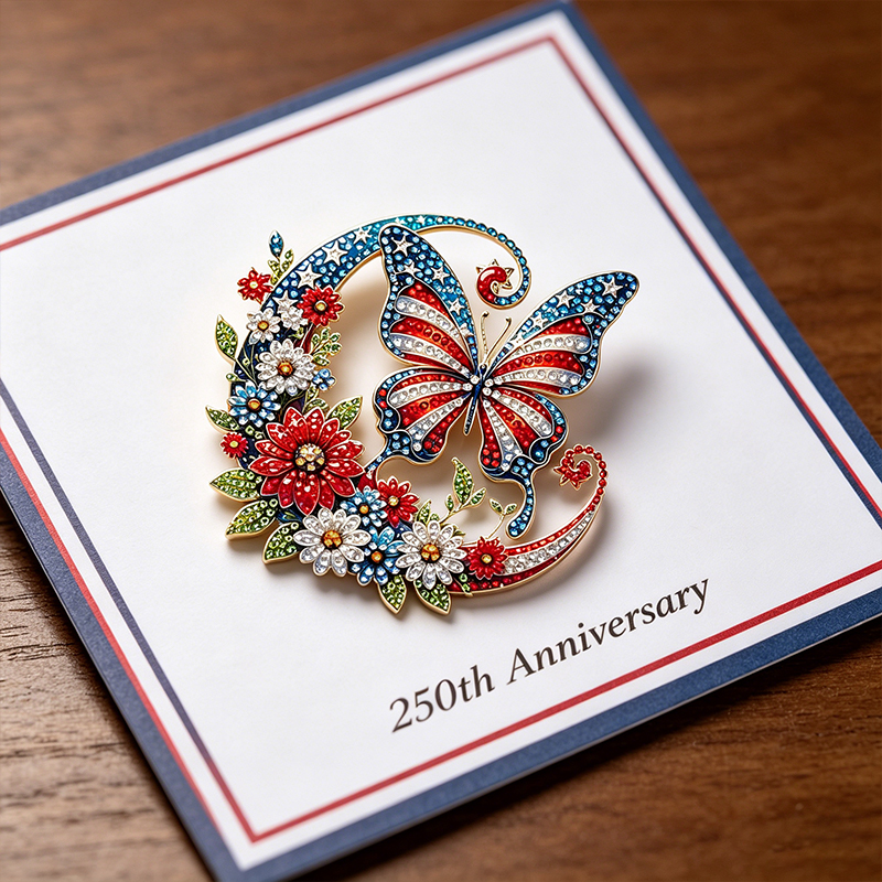 US 250th Anniversary Enamel Brooch Pin