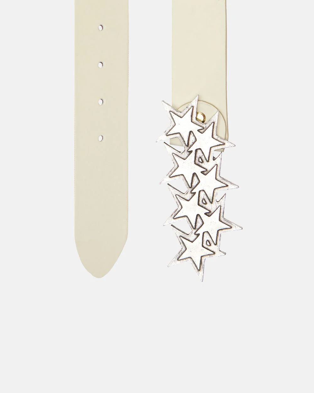 STARS LEATHER BELT WHITE