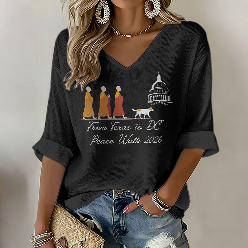 Women's Walk For Peace Print V-neck T-shirt