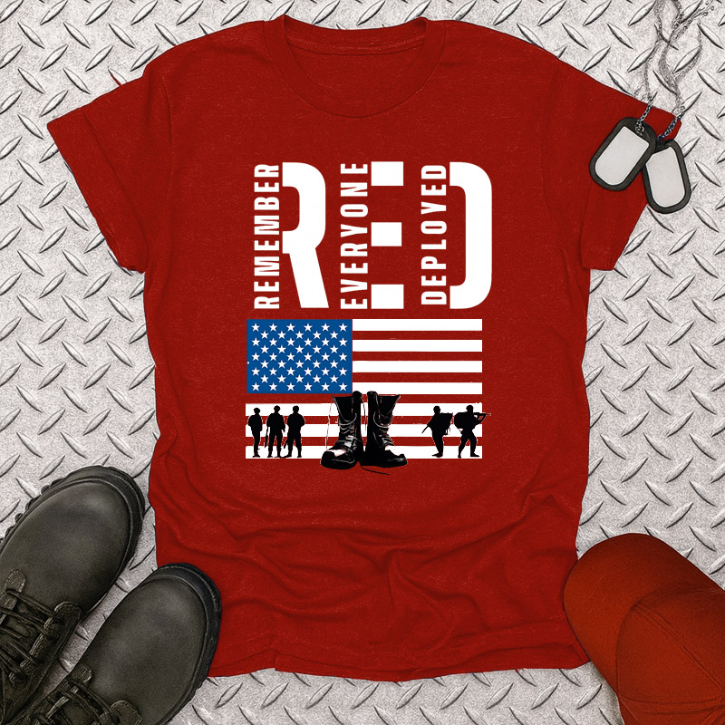 Women's  Red Friday Print Casual Short Sleeve T-Shirt