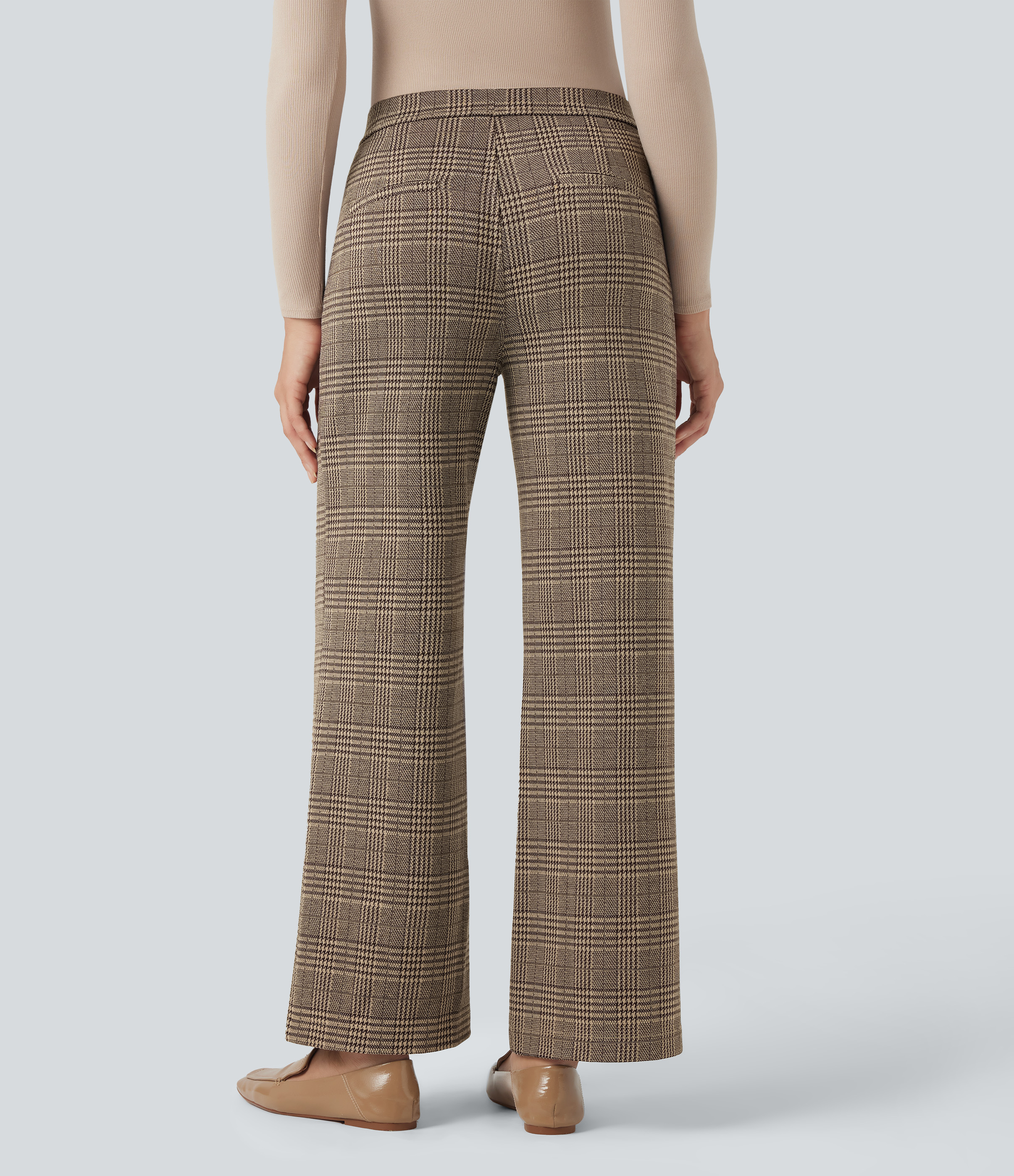 Halara Flex™ High Waisted Straight Leg Houndstooth Plaid Work Pants with Pockets