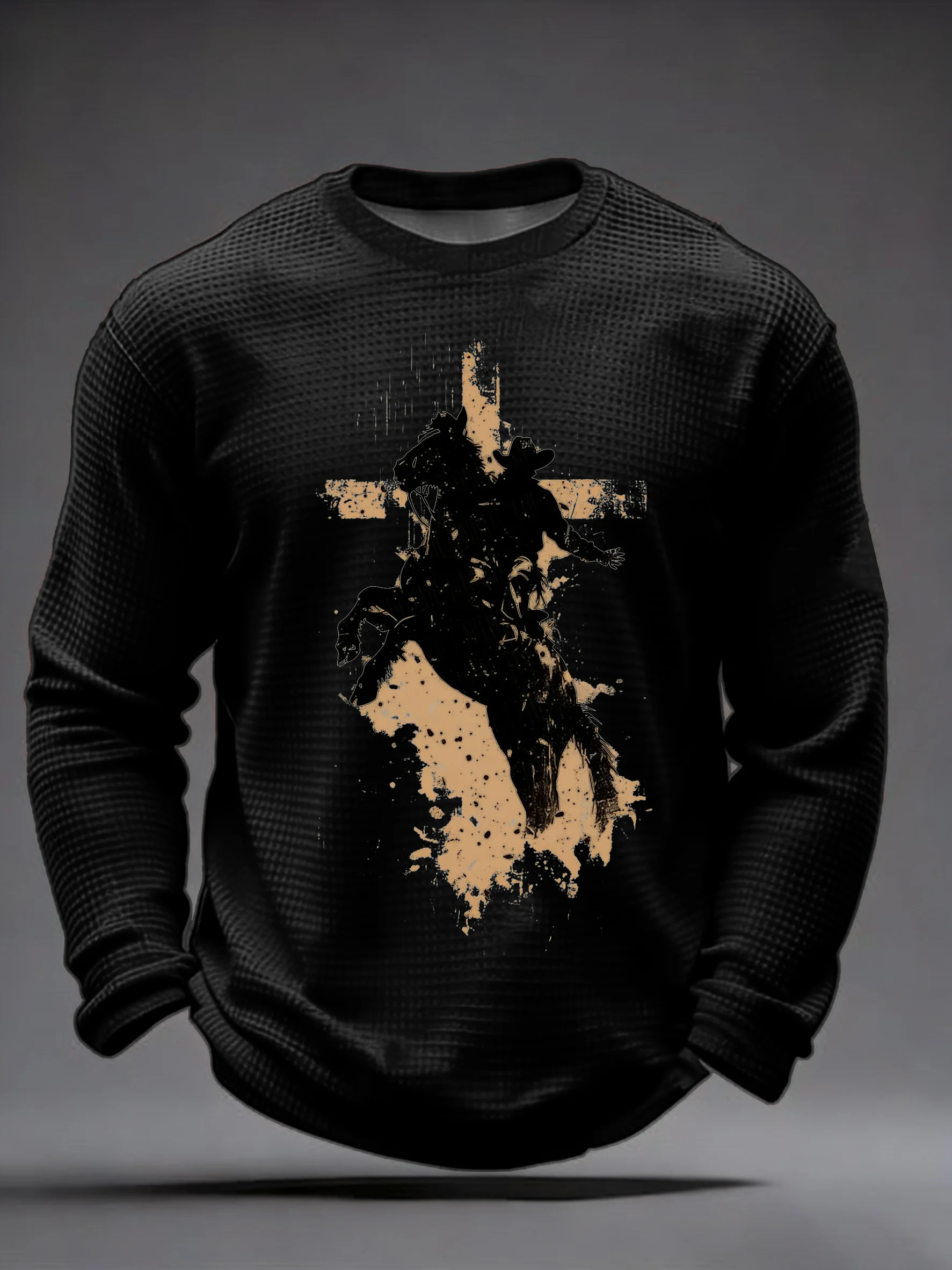 Men'S Casual T-Shirt With Western-Style Print.-Fast Shipping