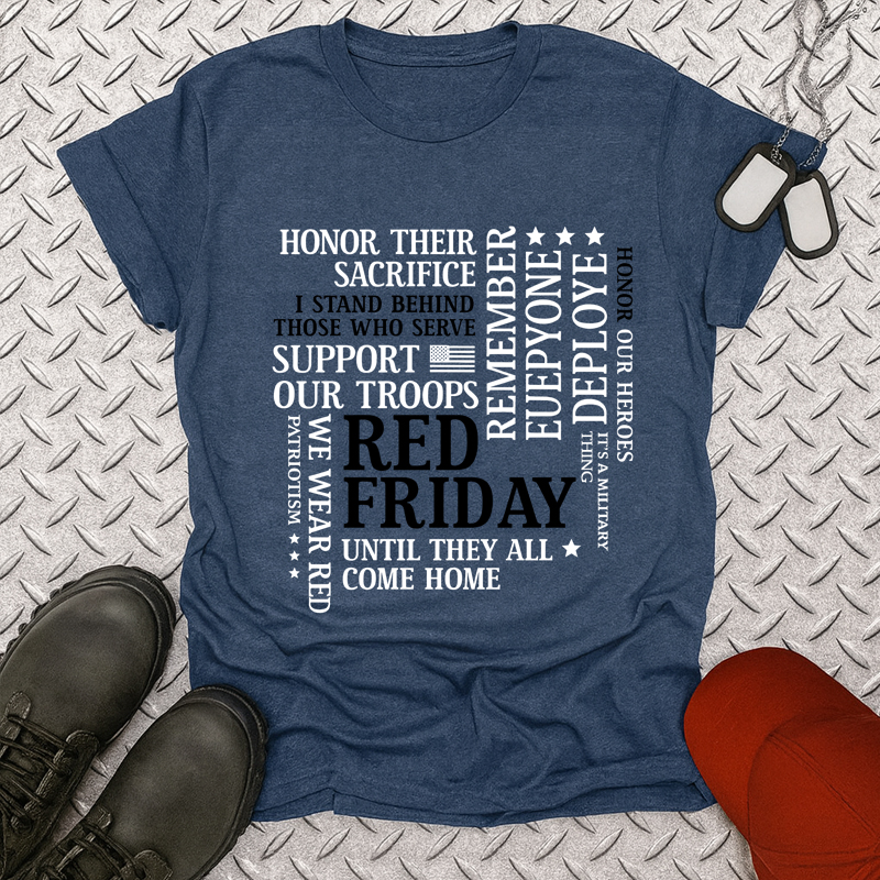 US Red Friday Print Casual Short Sleeve T-Shirt