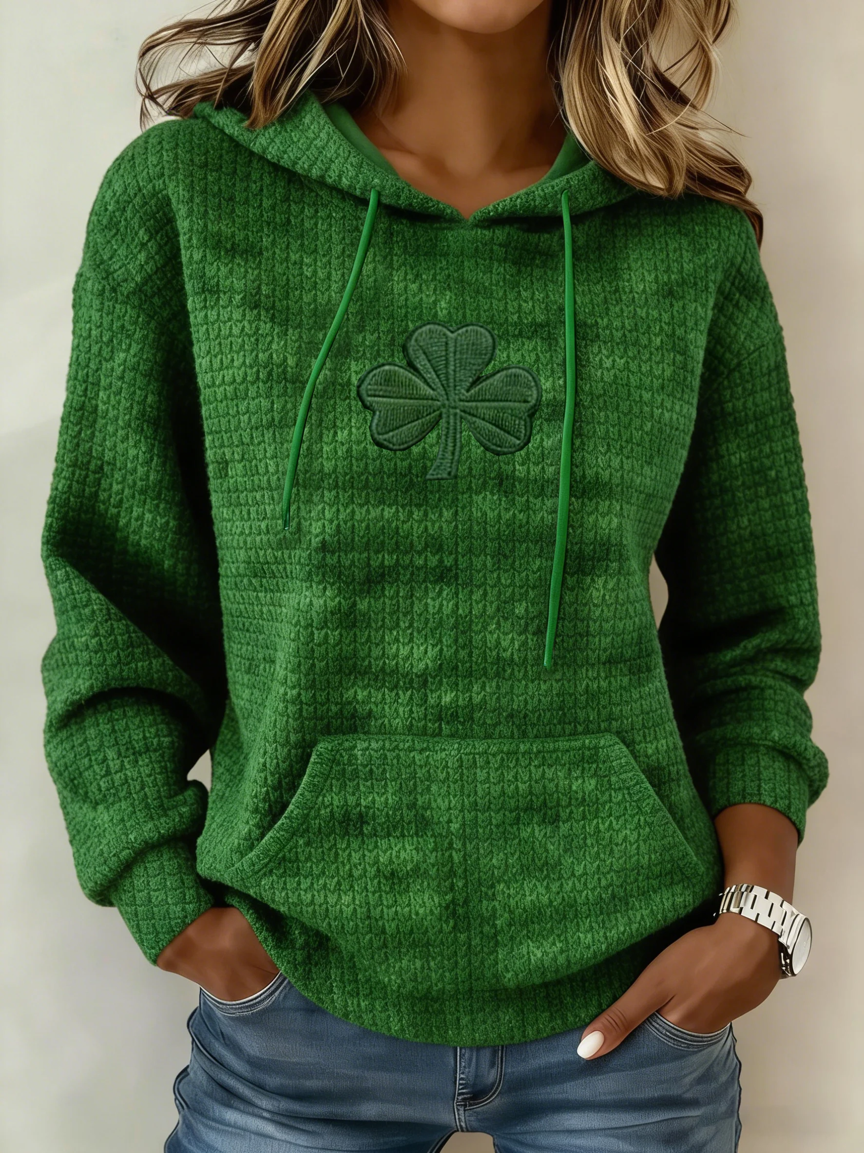 Women's St. Patrick's Day Shamrock Art Print Hoodie