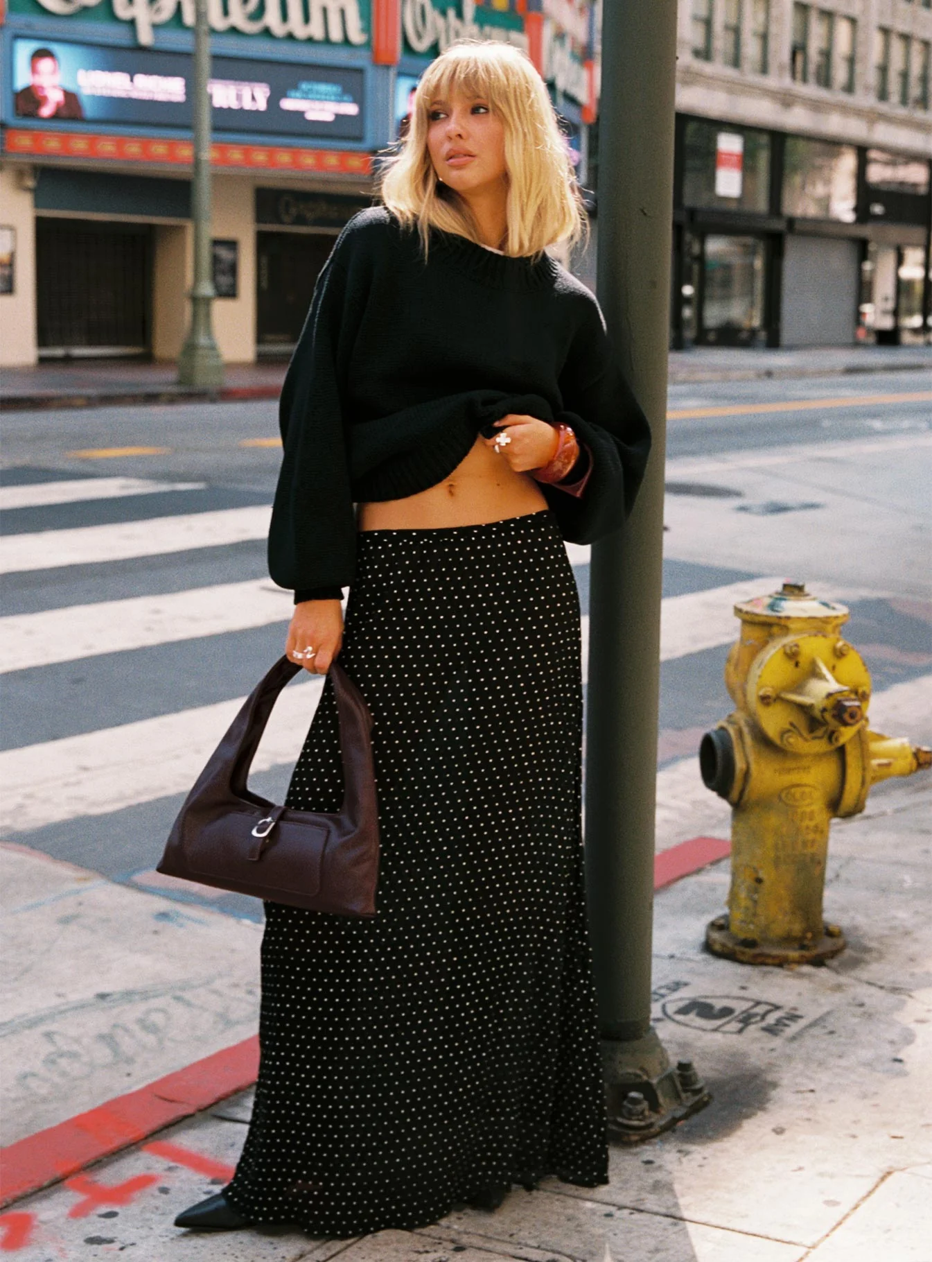 Ford Maxi Skirt Onyx Polka Dot