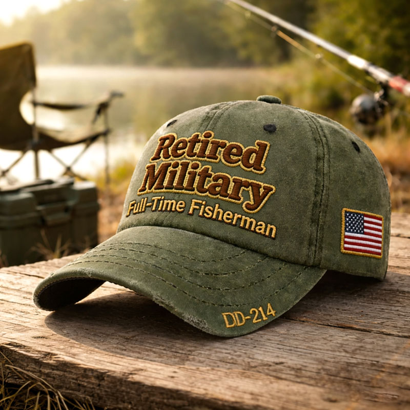 Retired Military Full-Time Fisherman Print Casual Hat