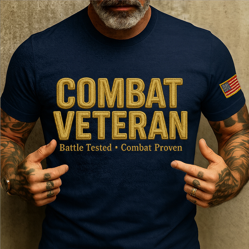 Combat Veteran Print Casual T-Shirt
