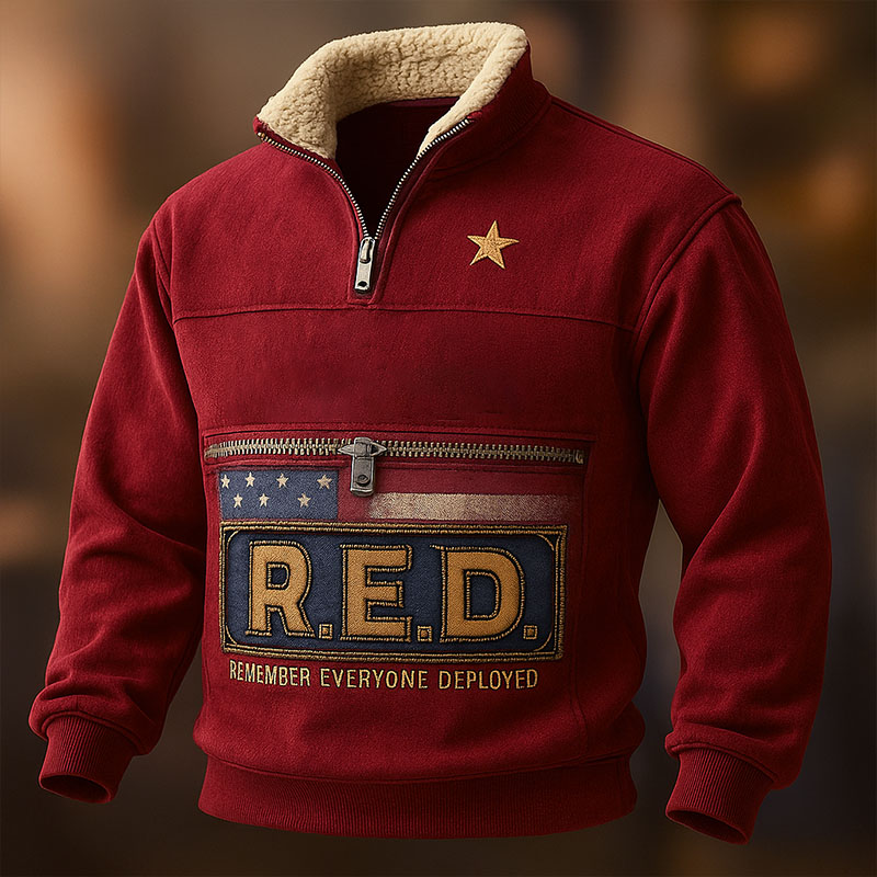 Red Friday Casual Zip-up Sweatshirt
