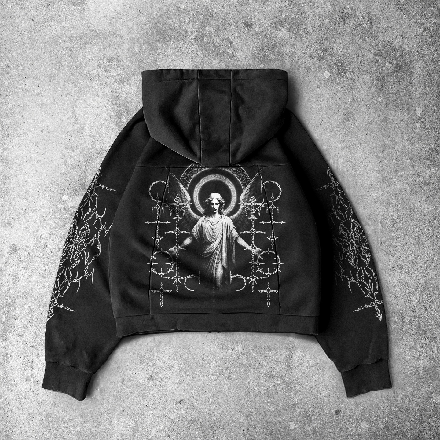 Basics Printed Zip-Up Hoodie