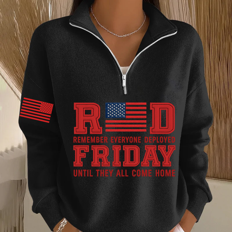 Women's Red Friday Printed Casual Sweatshirt