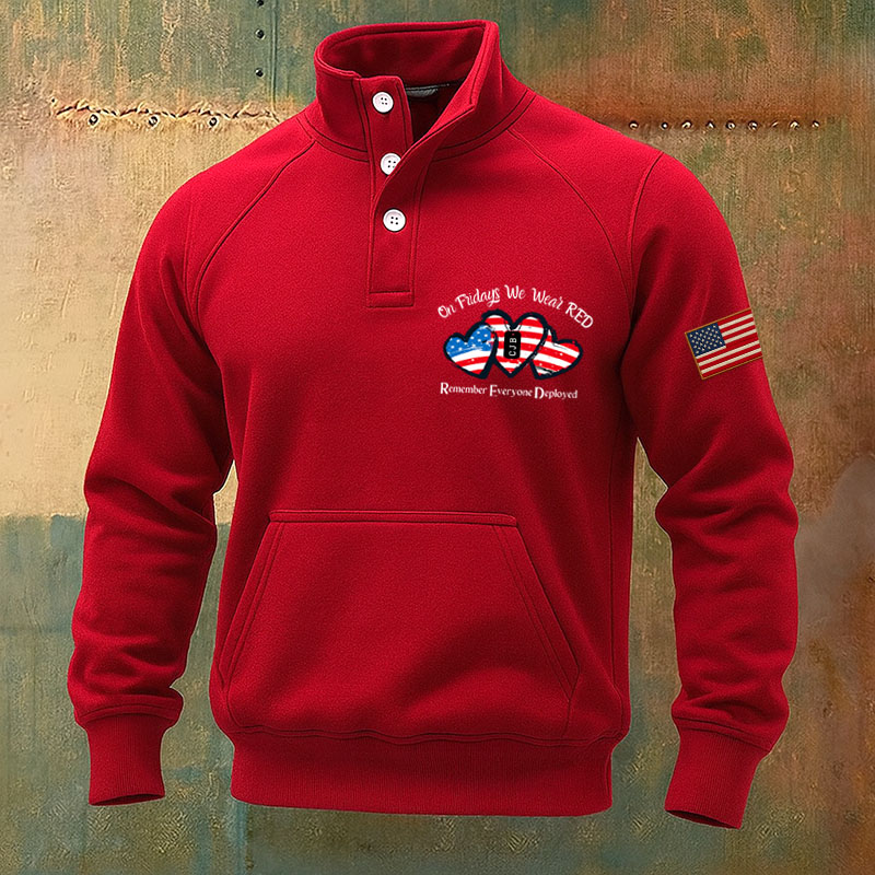 Red Friday Print Casual Men's Sweatshirt