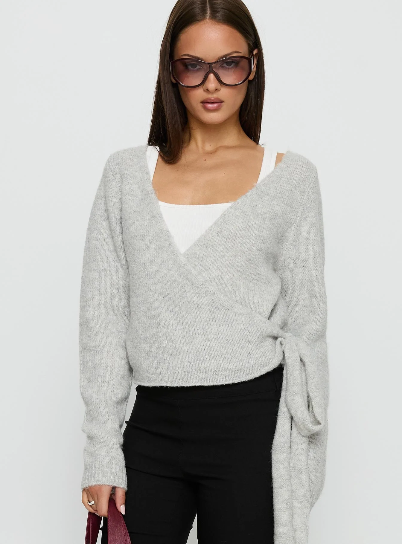 Tonee Wrap Knit Cardigan Grey