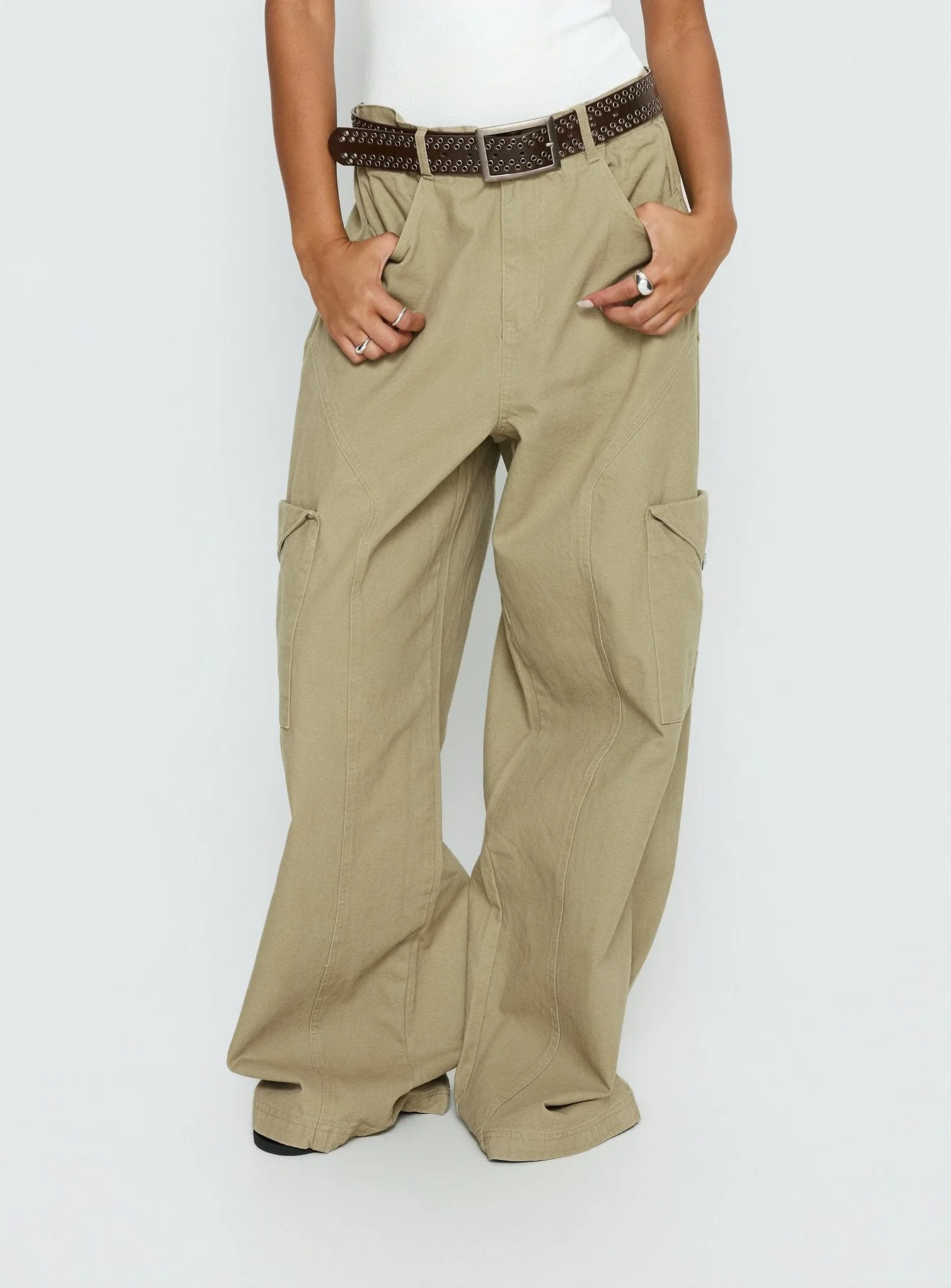 Sylene Pocket Detail Cargo Pants Khaki