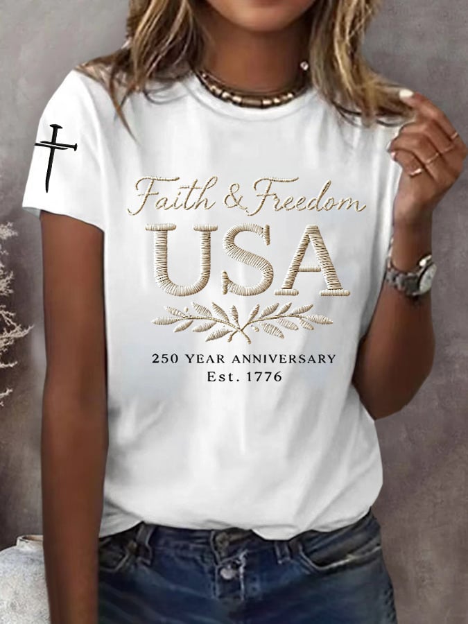Women's 250th America Anniversary Casual Printed T-Shirt