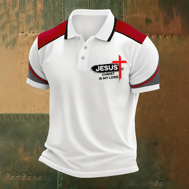 US Faith Print Casual Polo T-shirt