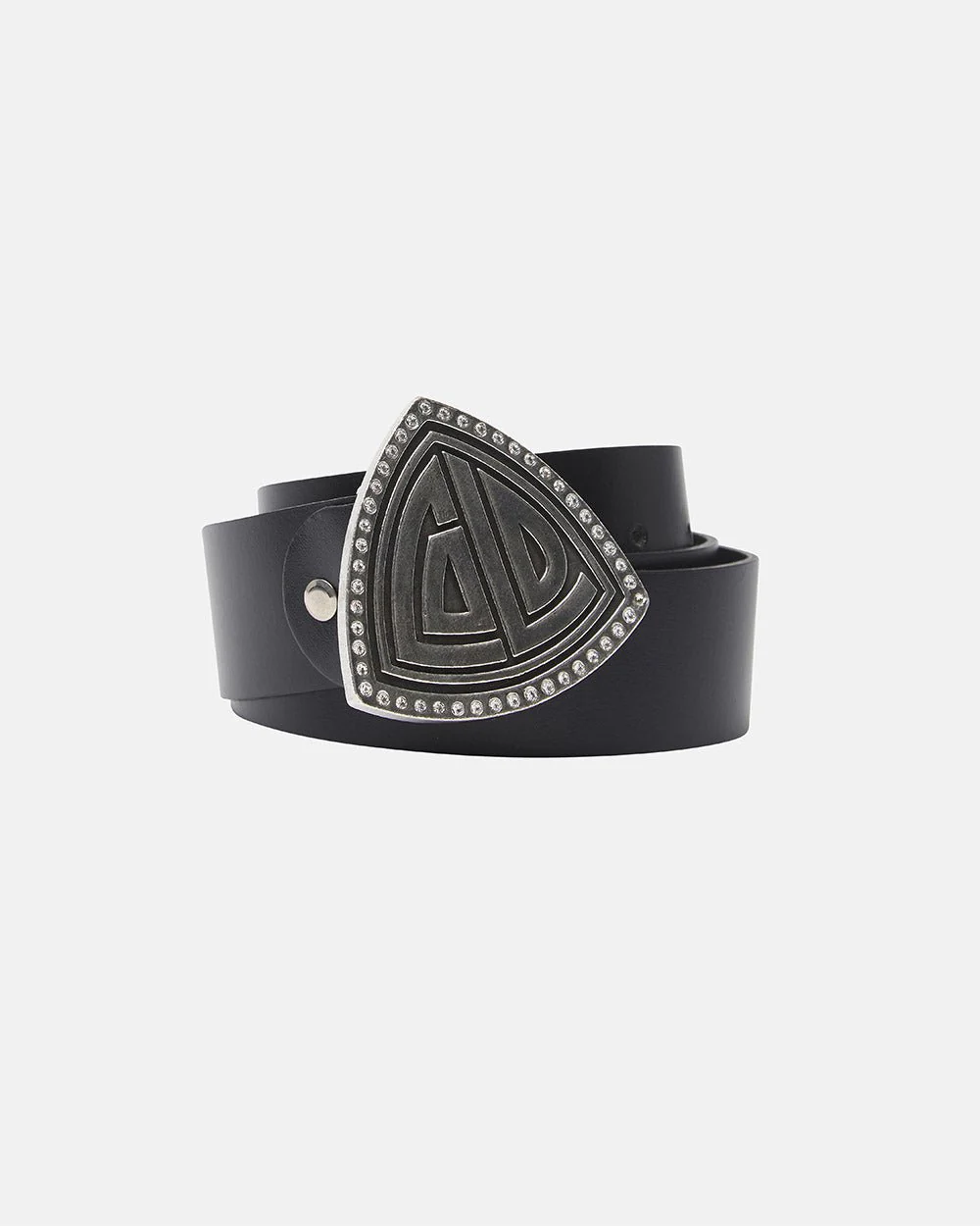 TRIANGLE BLING BLING LEATHER BELT BLACK