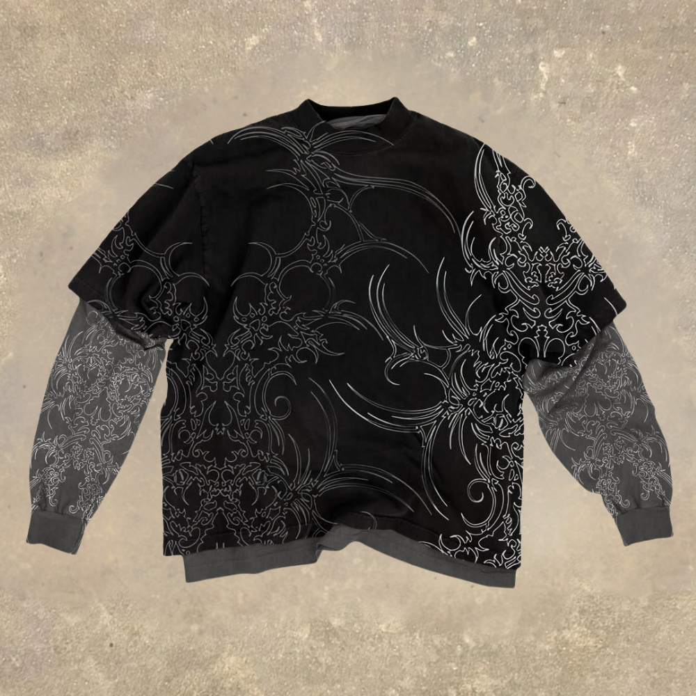 Baroque Pattern Layered Long Sleeve T-shirt