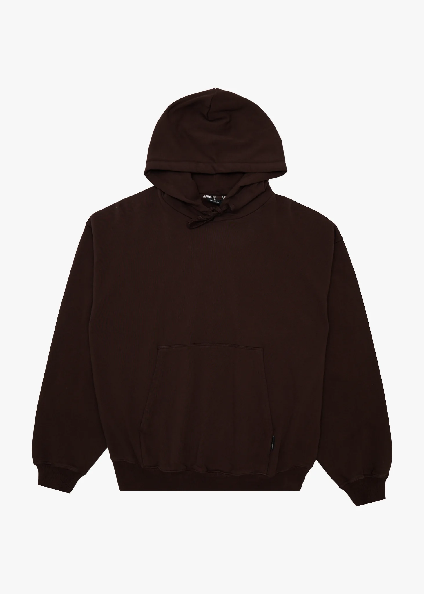 AFENDS Mens Genesis - Boxy Pull On Hood - Washed Coffee