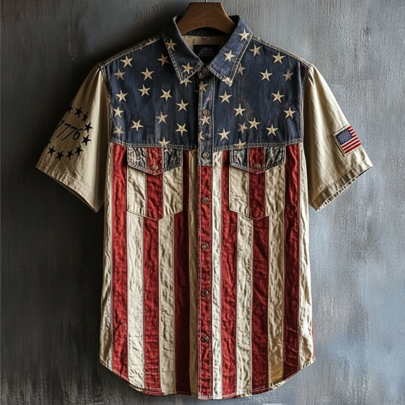 US 250th Anniversary Flag Eagle Print Shirt