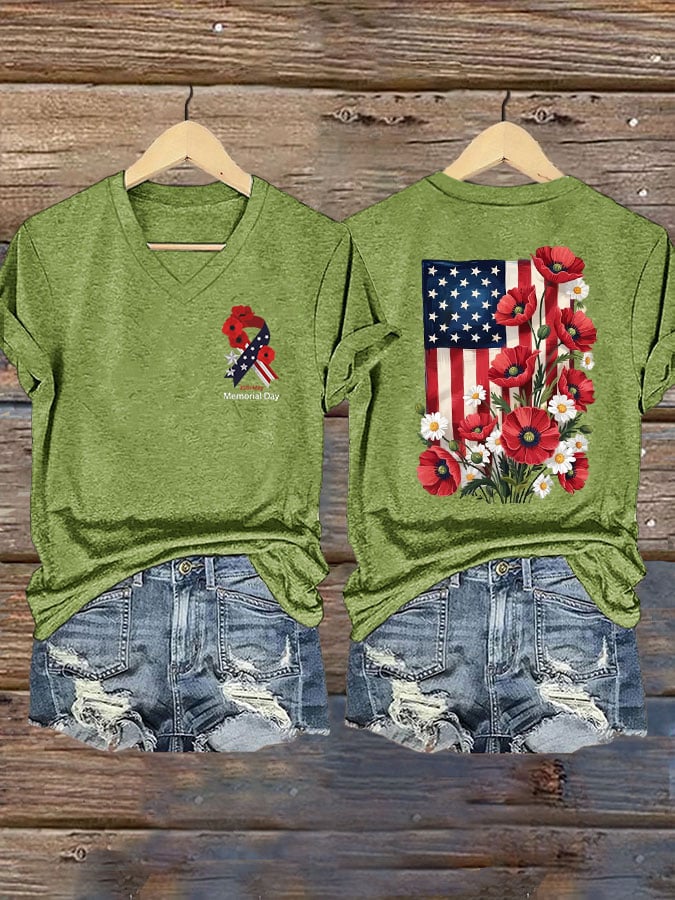 Women's Casual Memorial Day Printed Short-Sleeve T-Shirt