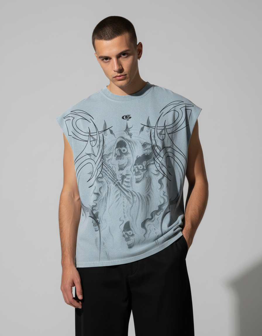 Hollow Sky Blue Boxy Unisex Vest