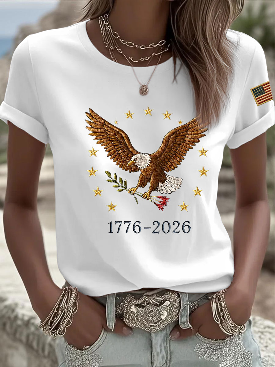 Women's 1776-2026 Printed Casual T-Shirt