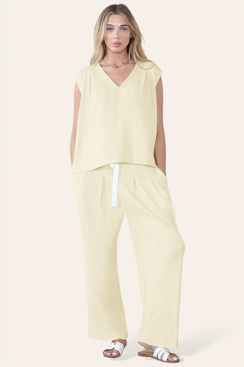 Minimalist V Neck Sleeveless Top & Drawstring Trousers Co-ord